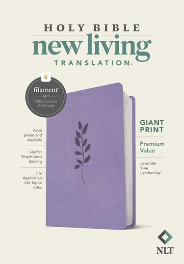 NLT Giant Print Premium Value Bible (Filament Enabled), Lavender Vine LeatherLike - Bulk Case of 12