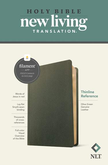 NLT Thinline Reference Bible (Filament Enabled), Olive Green Genuine Leather - Bulk Case of 16