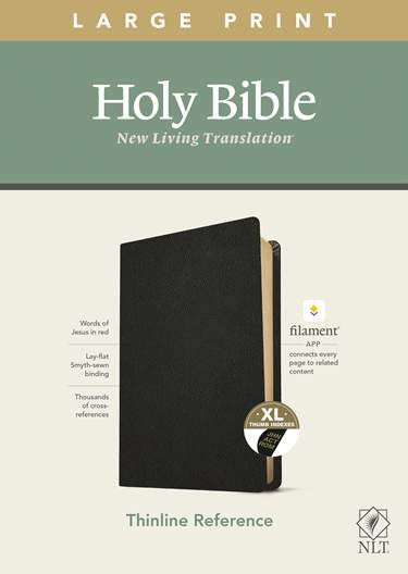 NLT Large Print Thinline Reference Bible (Filament Enabled), Black Genuine Leather, Indexed - Bulk Case of 16