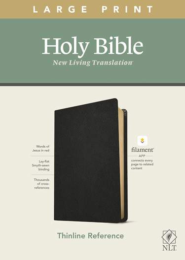 NLT Large Print Thinline Reference Bible (Filament Enabled), Black Genuine Leather - Bulk Case of 16