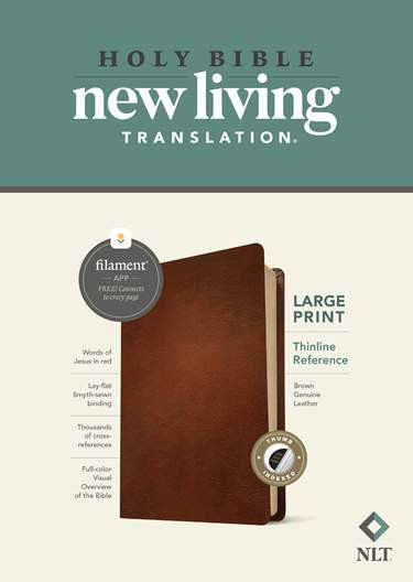NLT Large Print Thinline Reference Bible (Filament Enabled), Brown Genuine Leather, Indexed - Bulk Case of 16
