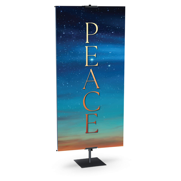Church Banner - Bright Glory to God in the Highest with Nativity and Angel - Peace
