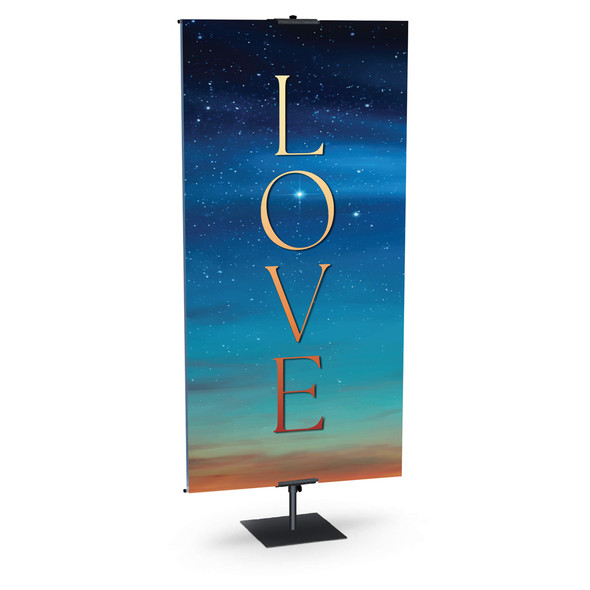 Church Banner - Bright Glory to God in the Highest with Nativity and Angel - Love