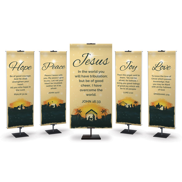 Church Banner - Nativity Scenes with Scripture - Peace
