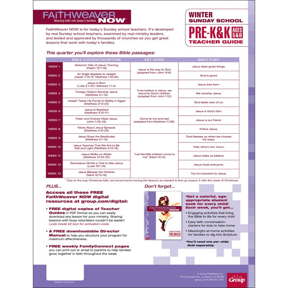 Winter 2025 FaithWeaver NOW Pre-K&K Teacher Pack