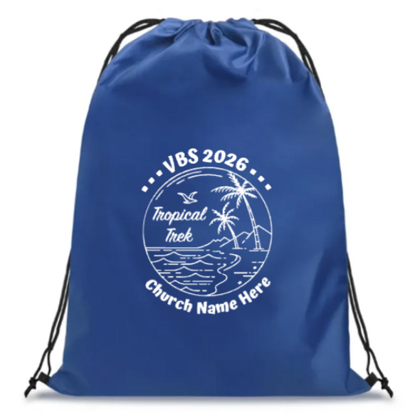 Easy Custom VBS Drawstring Bag - Personalize in Real Time - Tropical Trek VBS - DTROP051