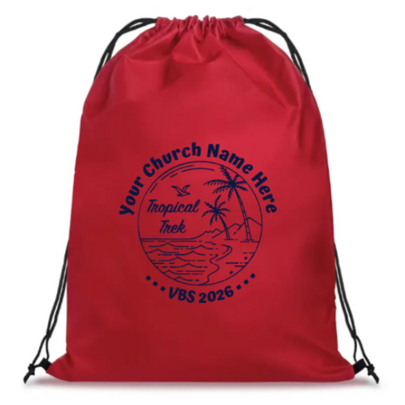 Easy Custom VBS Drawstring Bag - Personalize in Real Time - Tropical Trek VBS - DTROP051