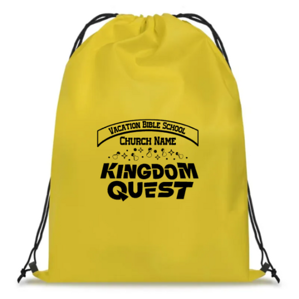 Easy Custom VBS Drawstring Bag - Personalize in Real Time - Kingdom Quest VBS - DKGD011