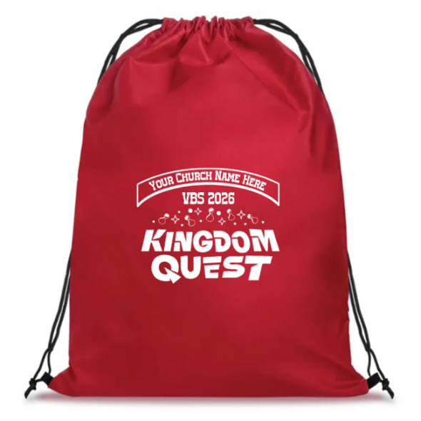 Easy Custom VBS Drawstring Bag - Personalize in Real Time - Kingdom Quest VBS - DKGD011