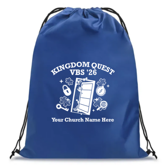 Easy Custom VBS Drawstring Bag - Personalize in Real Time - Kingdom Quest VBS - DKGD031