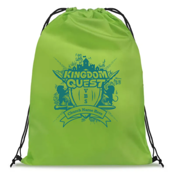 Easy Custom VBS Drawstring Bag - Personalize in Real Time - Kingdom Quest VBS - DKGD051