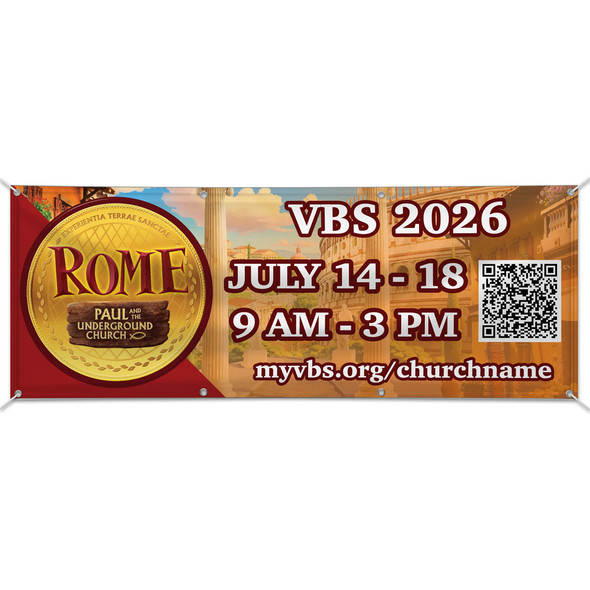 Easy Custom Outdoor Vinyl Banner - Personalize in Real Time - Rome VBS - BROM005