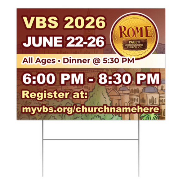 Easy Custom Outdoor Yard Sign - Personalize in Real Time - Rome VBS - YSROM001