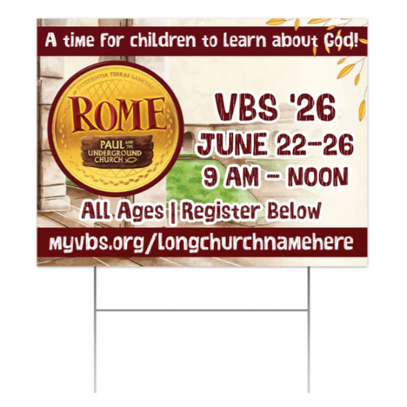 Easy Custom Outdoor Yard Sign - Personalize in Real Time - Rome VBS - YSROM002