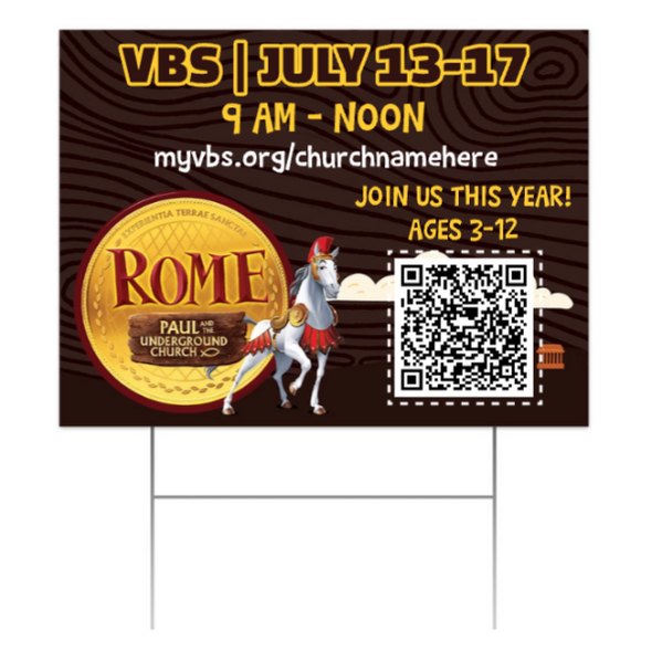 Easy Custom Outdoor Yard Sign - Personalize in Real Time - Rome VBS - YSROM003