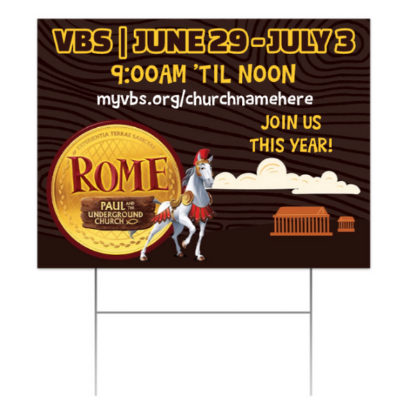 Easy Custom Outdoor Yard Sign - Personalize in Real Time - Rome VBS - YSROM003