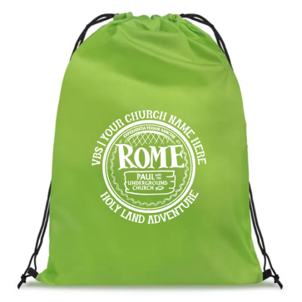 Easy Custom VBS Drawstring Bag - Personalize in Real Time - Rome VBS - DROM011