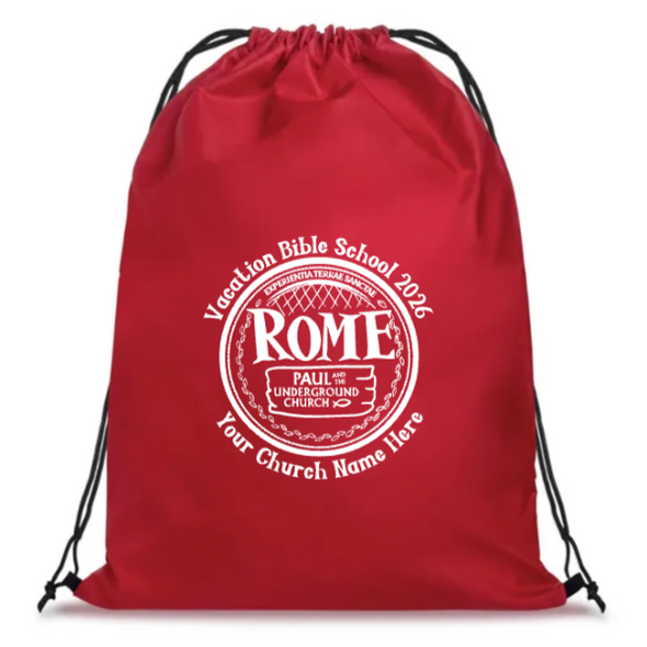 Easy Custom VBS Drawstring Bag - Personalize in Real Time - Rome VBS - DROM011