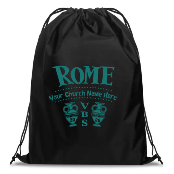 Easy Custom VBS Drawstring Bag - Personalize in Real Time - Rome VBS - DROM021