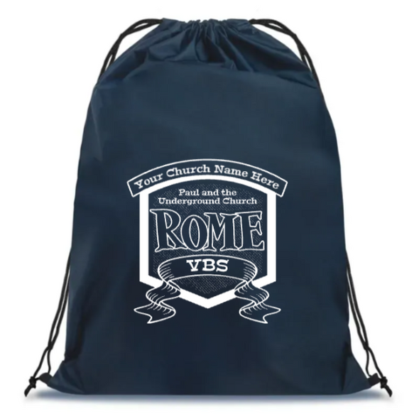 Easy Custom VBS Drawstring Bag - Personalize in Real Time - Rome VBS - DROM041