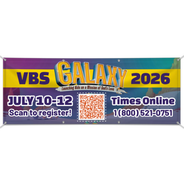 Easy Custom Outdoor Vinyl Banner - Personalize in Real Time - Galaxy Weekend VBS - BGAL005