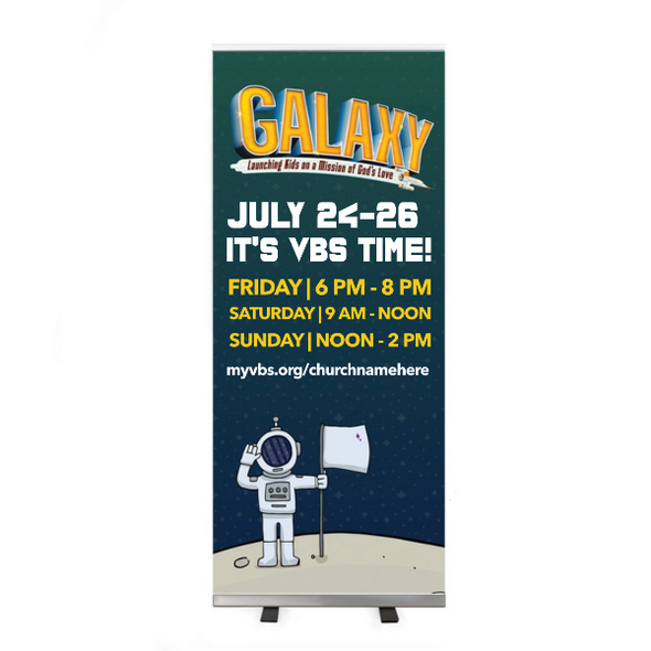 Easy Custom Retractable Vinyl Banner - Personalize in Real Time - Galaxy Weekend VBS - RGAL004