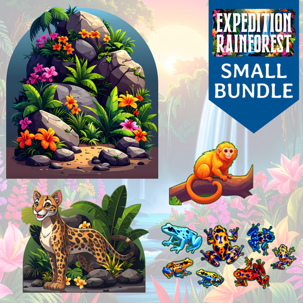 Expedition Rainforest 4-Piece Small Display Bundle - Easy Scene Pop-Up Giant VBS Display Bundle - VBS 2026