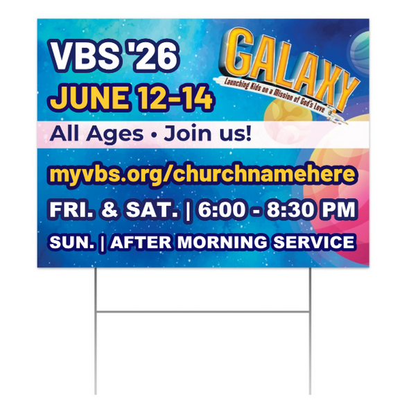 Easy Custom Outdoor Yard Sign - Personalize in Real Time - Galaxy Weekend VBS - YSGAL001