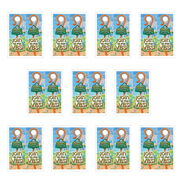Door Hanger (Pack of 20) - Ten perforated (11 in. x 8.5 in.) sheets, 2 per sheet - Printer-friendly - Emerald Crossing VBS 2026 by Answers