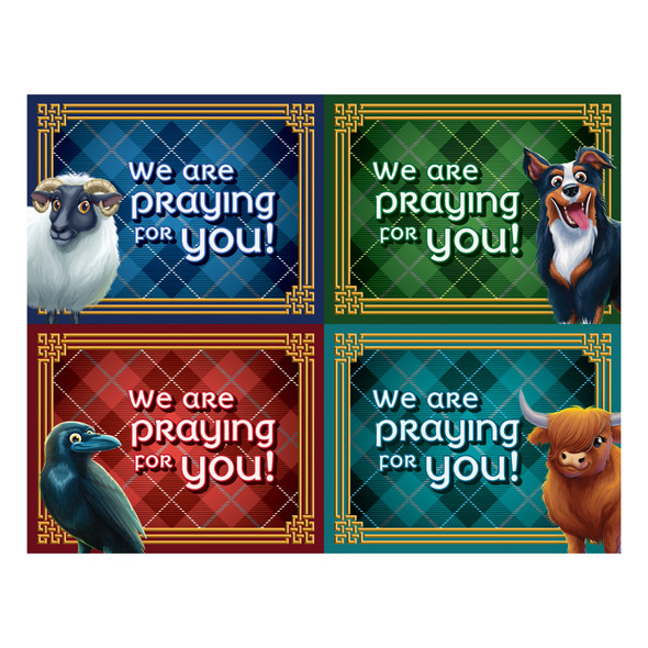 Praying for You Postcards (Pack of 40) - Ten perforated (11 in. x 8.5 in.) sheets, 4 per sheet - Printer-friendly - Emerald Crossing VBS 2026 by Answers