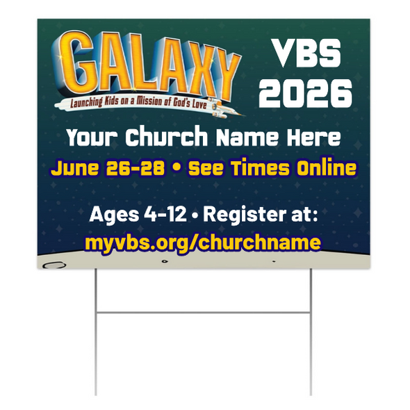 Easy Custom Outdoor Yard Sign - Personalize in Real Time - Galaxy Weekend VBS - YSGAL004