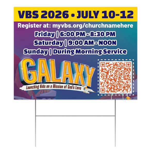 Easy Custom Outdoor Yard Sign - Personalize in Real Time - Galaxy Weekend VBS - YSGAL005