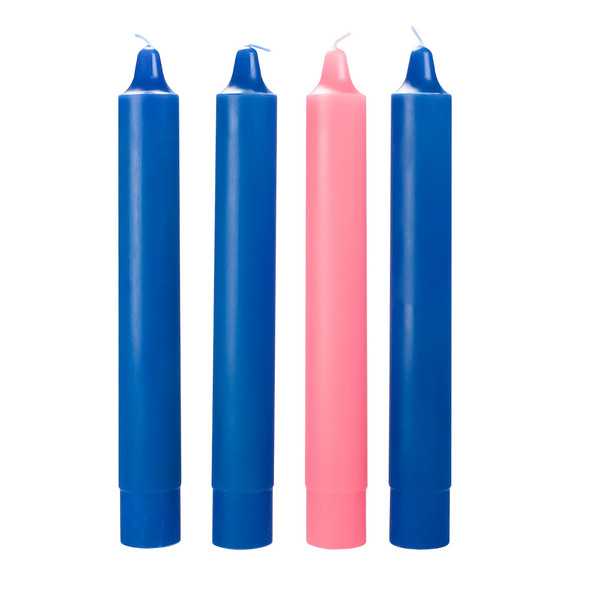 12" x 1.5" Stearic Advent Candles (3 Blue - 1 Rose) by Will & Baumer