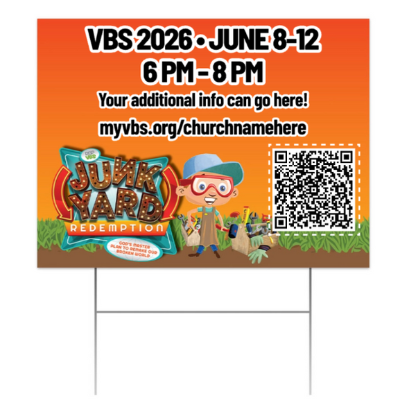 Easy Custom Outdoor Yard Sign - Personalize in Real Time - Junkyard Redemption VBS - YSJYR005