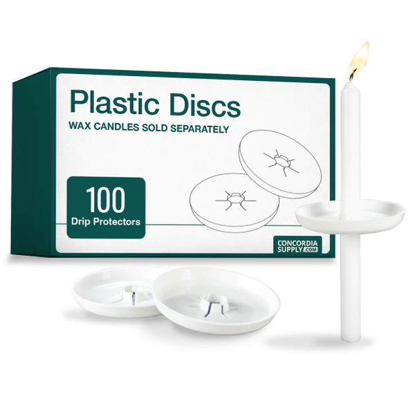 Plastic Disc Drip Protectors Pack of 50 for Candlelight Service - Church Vigil