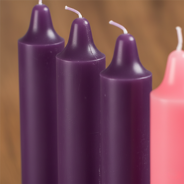 12" x 1.5" Stearic Advent Candles (3 Purple - 1 Rose) by Will & Baumer