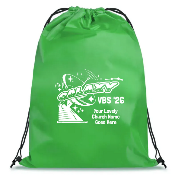 Easy Custom VBS Drawstring Bag - Personalize in Real Time - Galaxy Weekend VBS - DGAL051