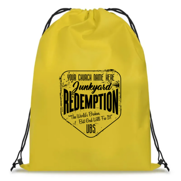 Easy Custom VBS Drawstring Bag - Personalize in Real Time - Junkyard Redemption VBS - DJYR051