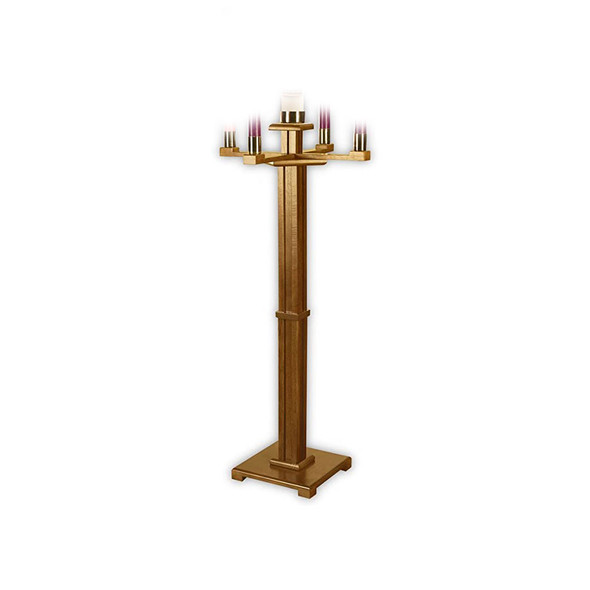 Church Advent Candleholder for 1.5" Candles - Maple Wood - Pecan Stain