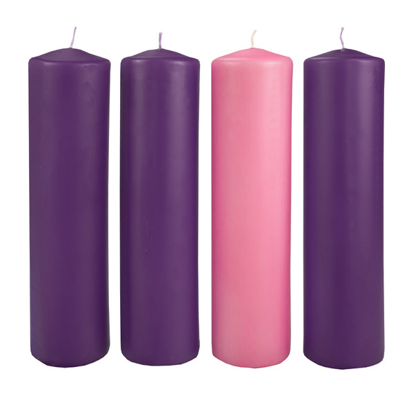 12" x 3" Advent Pillar Candles (3 Purple - 1 Rose) by Will & Baumer