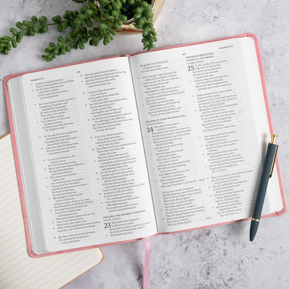 NASB Large Print Thinline Bible, Value Edition, Soft Pink LeatherTouch, Case of 16
