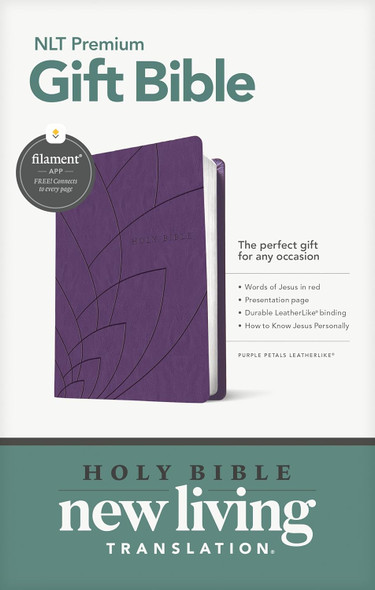 NLT Premium Gift Bible, Filament Enabled (LeatherLike, Purple Petals, Red Letter) - Bulk Case of 24