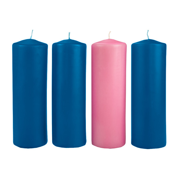 9" x 3" Advent Pillar Candles (3 Blue - 1 Rose) by Will & Baumer