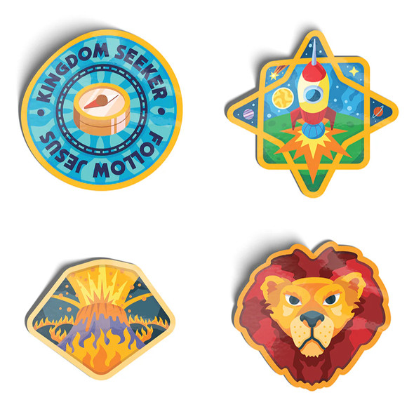 Vinyl Sticker Sets (Pack of 12, 48 Stickers Total) - Four Designs - Kingdom Quest VBS 2026 by Orange
