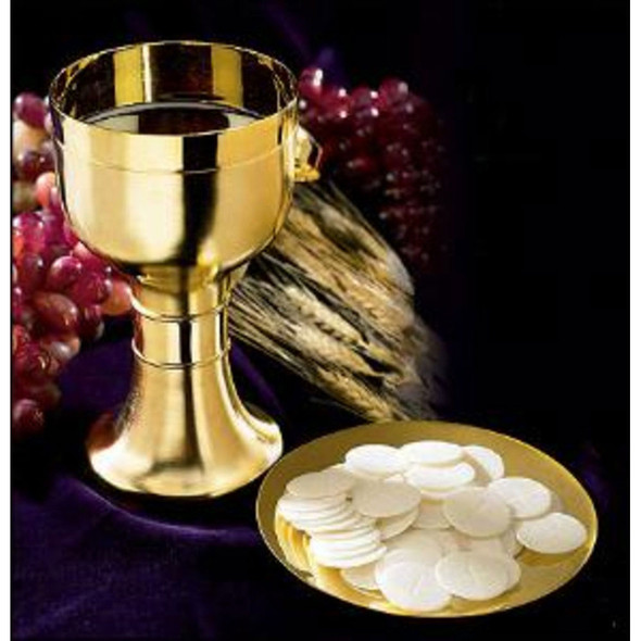 Matte Finish Chalice & Paten Set - Brass/Gold Plated