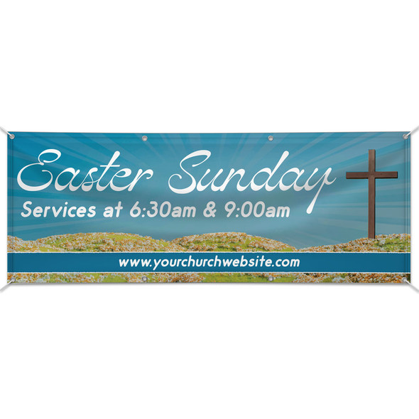 Easy Custom Outdoor Vinyl Banner - Personalize in Real Time - Easter - Sonburst Hill