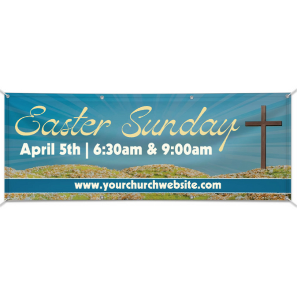 Easy Custom Outdoor Vinyl Banner - Personalize in Real Time - Easter - Sonburst Hill