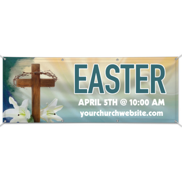 Easy Custom Outdoor Vinyl Banner - Personalize in Real Time - Easter - Rugged Brush Lent