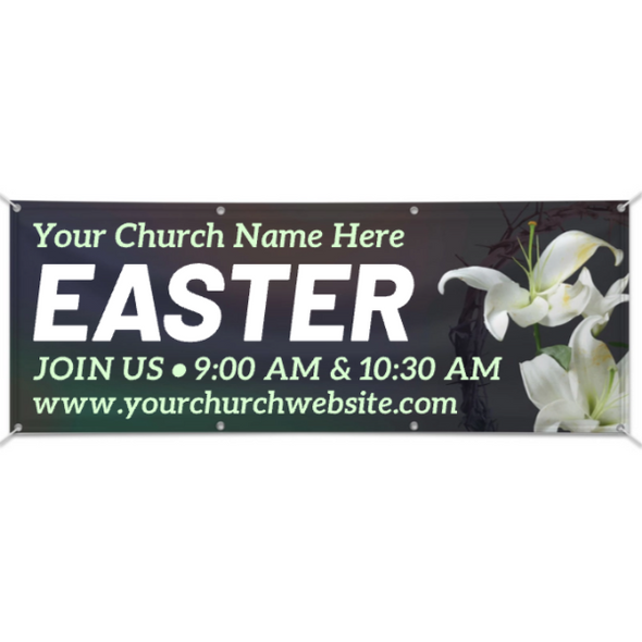 Easy Custom Outdoor Vinyl Banner - Personalize in Real Time - Easter - Lily Grey Hope