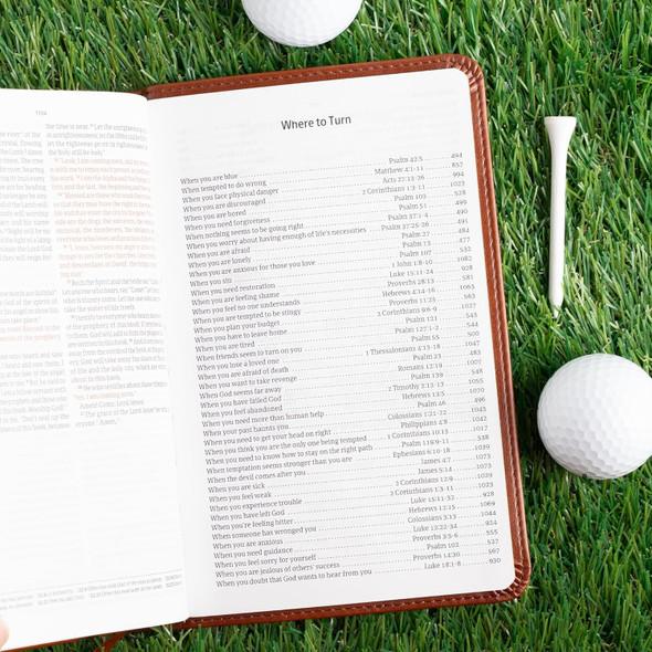 CSB In His Grip Golfer's Bible, Brown LeatherTouch - Bulk case of 28